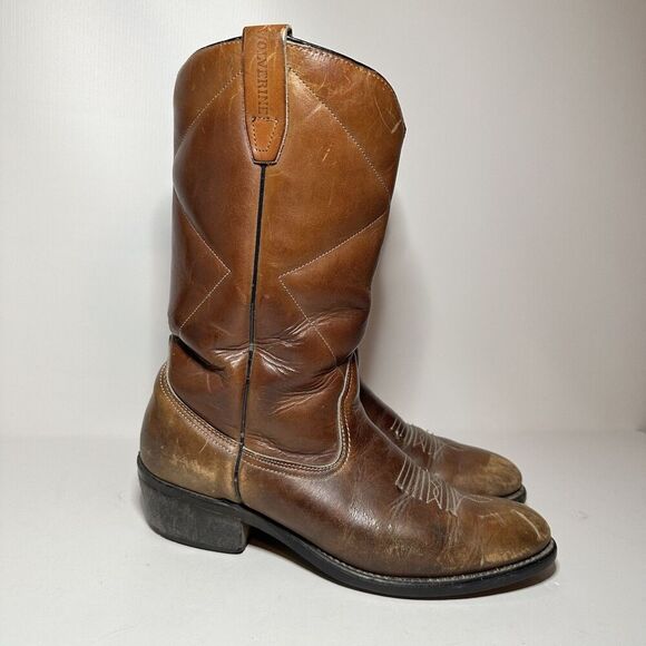 Wolverine 1965 Mens 9.5B Insulated Cowboy Boots Vintage Brown Leather Western - Picture 1 of 11